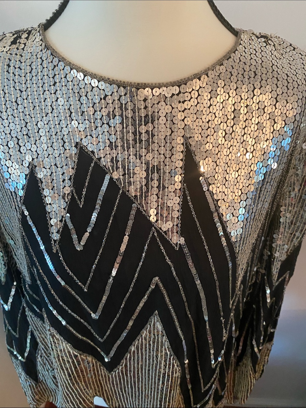 Saks FIfth Avenue Judith ann silk sequin asymmetrical top vintage - Picture 2 of 10